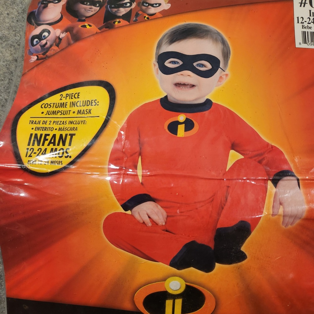 Disney‎ Pixar Incredibles 2 Jack Jack Infant Costume Jumpsuit Mask 12-24 Months